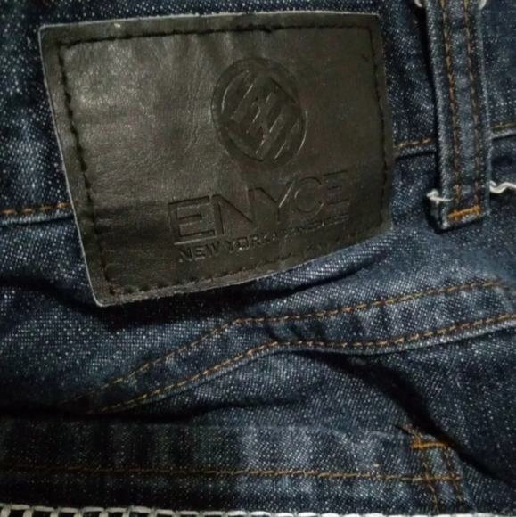 MENS ENYCE 44 34 DENIM JEANS EMBROIDERED Y2K BAGGY WIDE SKATER HIP HOP Grunge  . - Picture 5 of 12